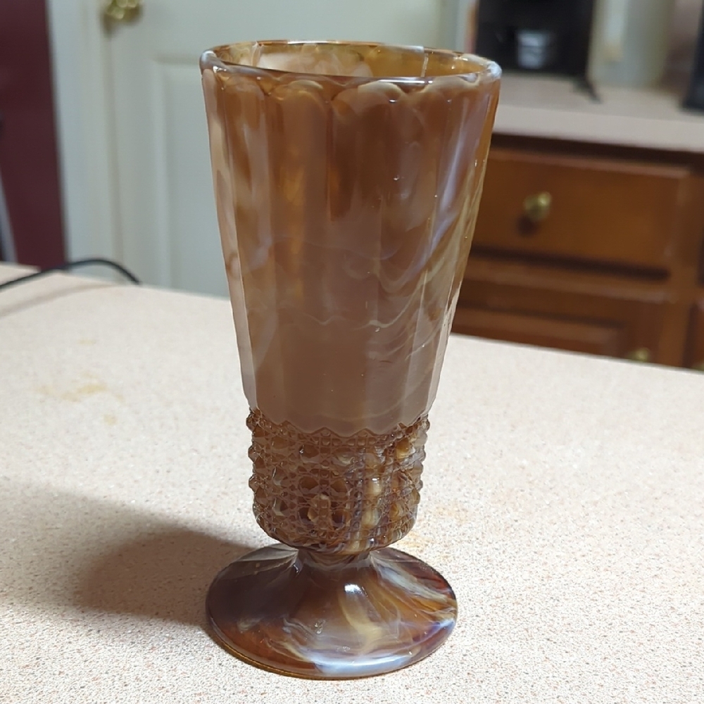 Vintage Brown Swirled Glass Goblet